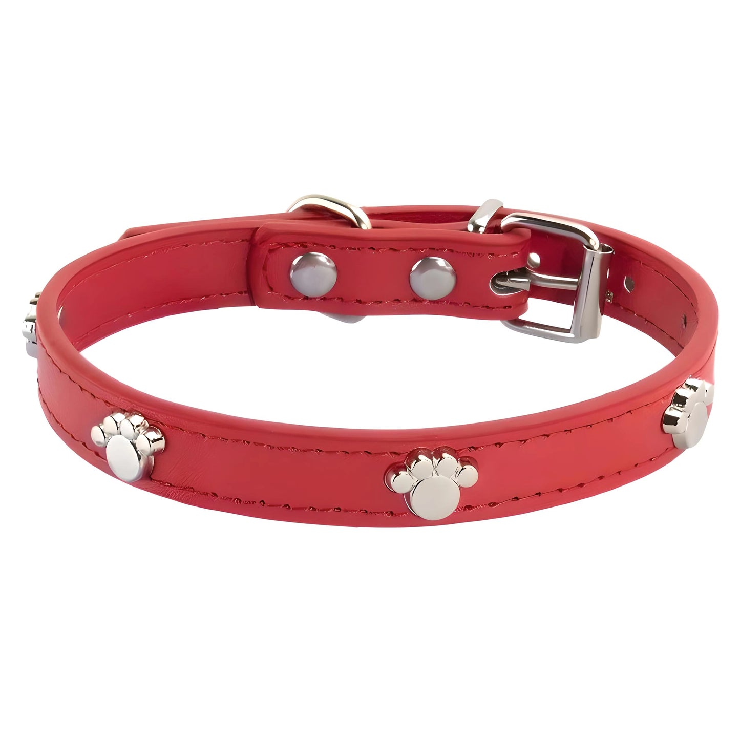 Paw Studded Leather Collar