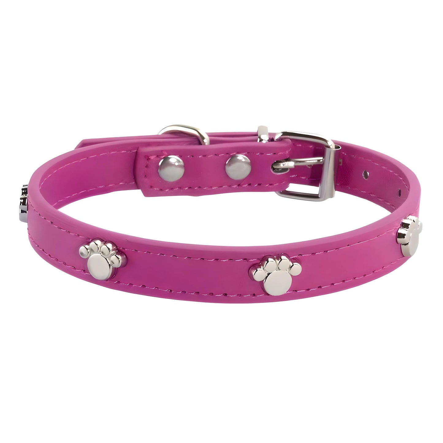 Paw Studded Leather Collar